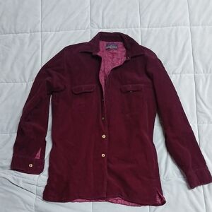 Sportswear By Country Touch Burgundy Button-Up Line Corduroy Shacket Size Medium